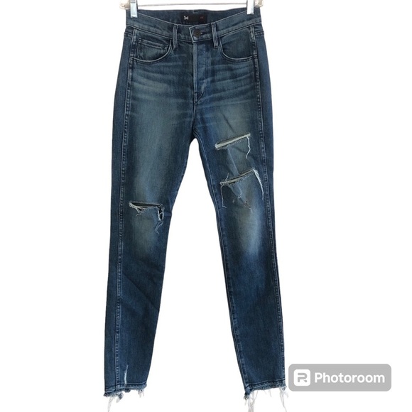 3x1 Shelter Swift Skinny Leg Slim Straight Button Fly Distressed Jeans  Size 24 - Picture 1 of 16